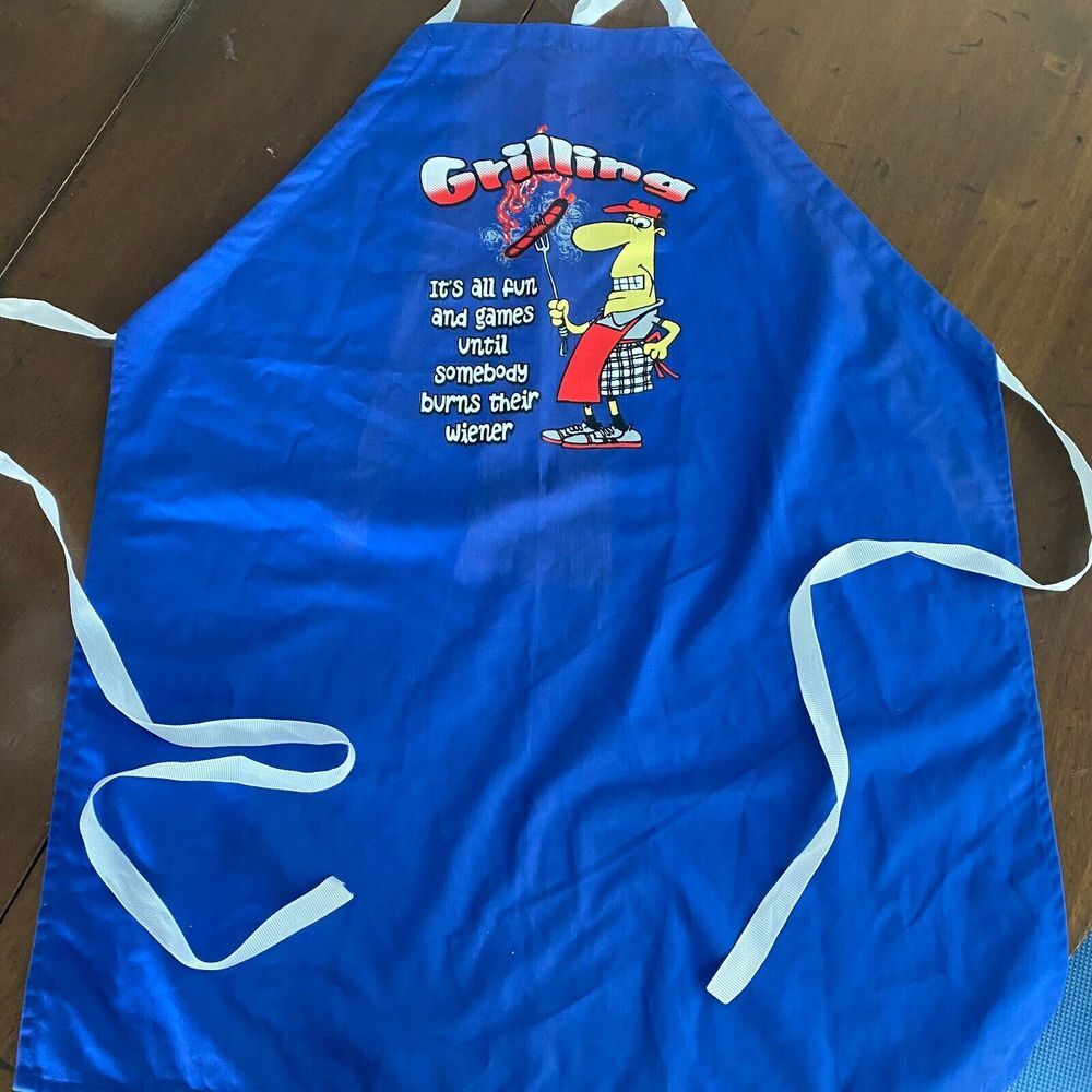 LA Imprints Attitude Apron Unisex One Size Blue Polyster Grilling Wiener